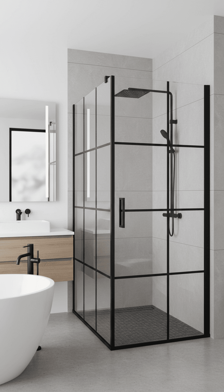Recently installed semi-frameless shower screen in a modern Perth bathroom