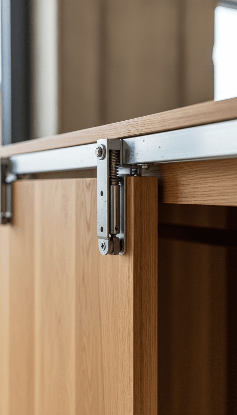Soft-close mechanism on sliding wardrobe door track