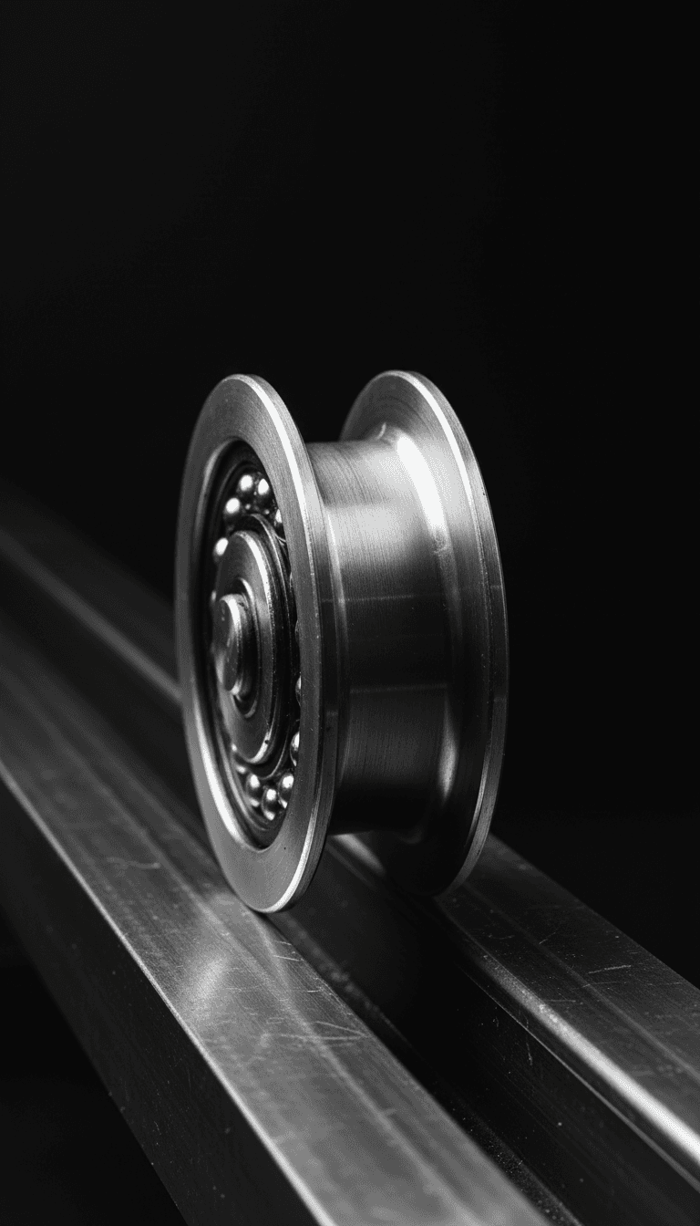 Heavy-duty ball-bearing roller on steel track