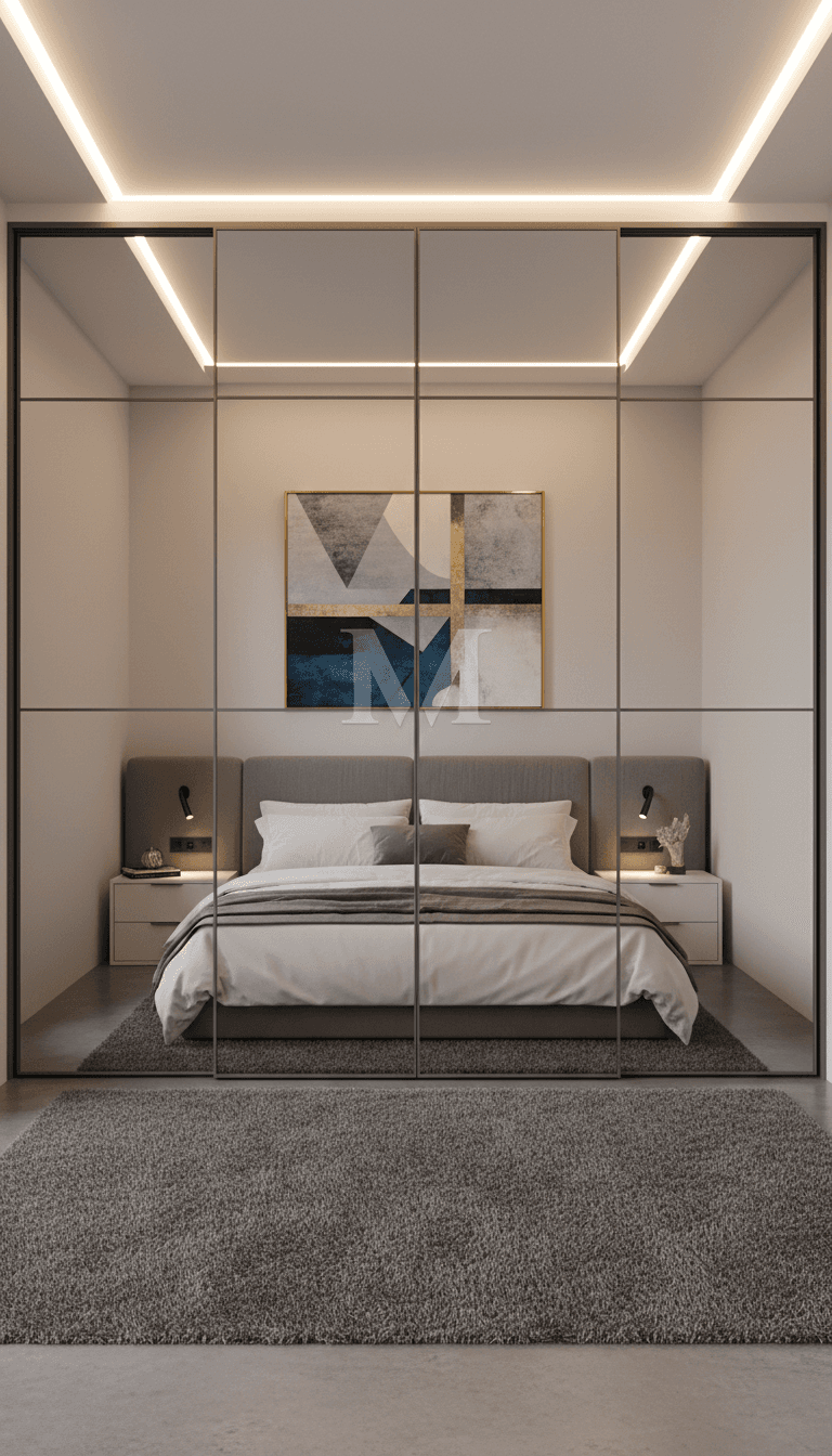 Custom sliding wardrobe doors with mirrored panels