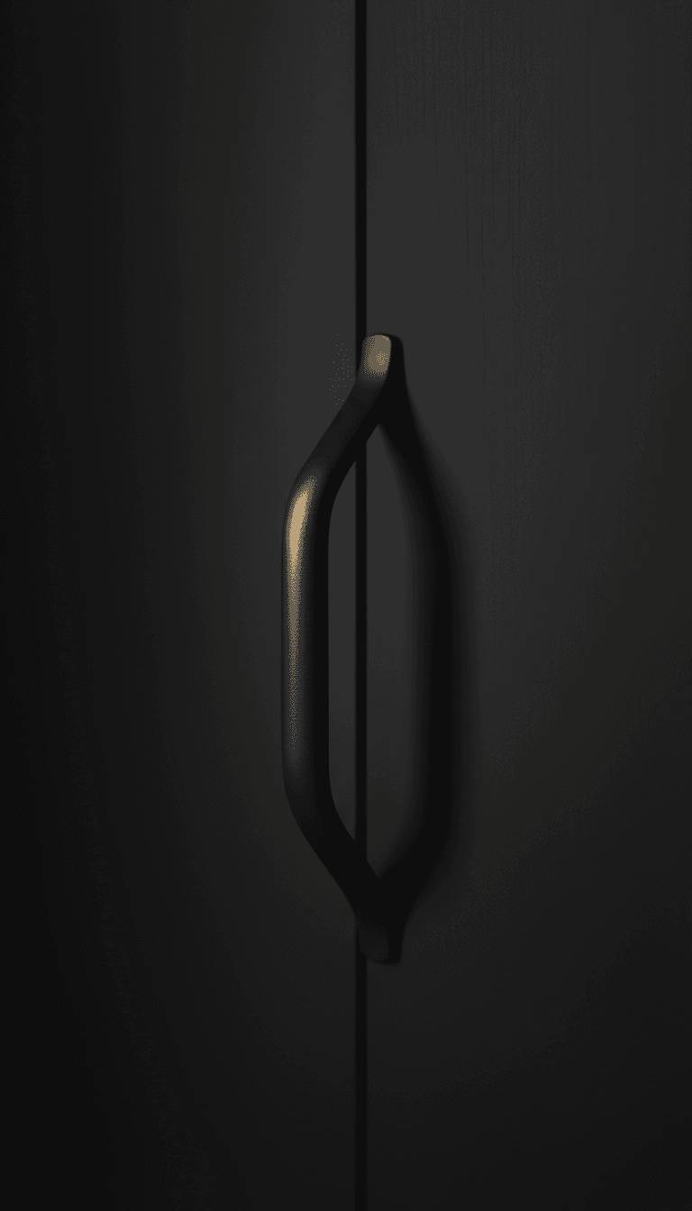 Modern matte black sliding wardrobe door handle