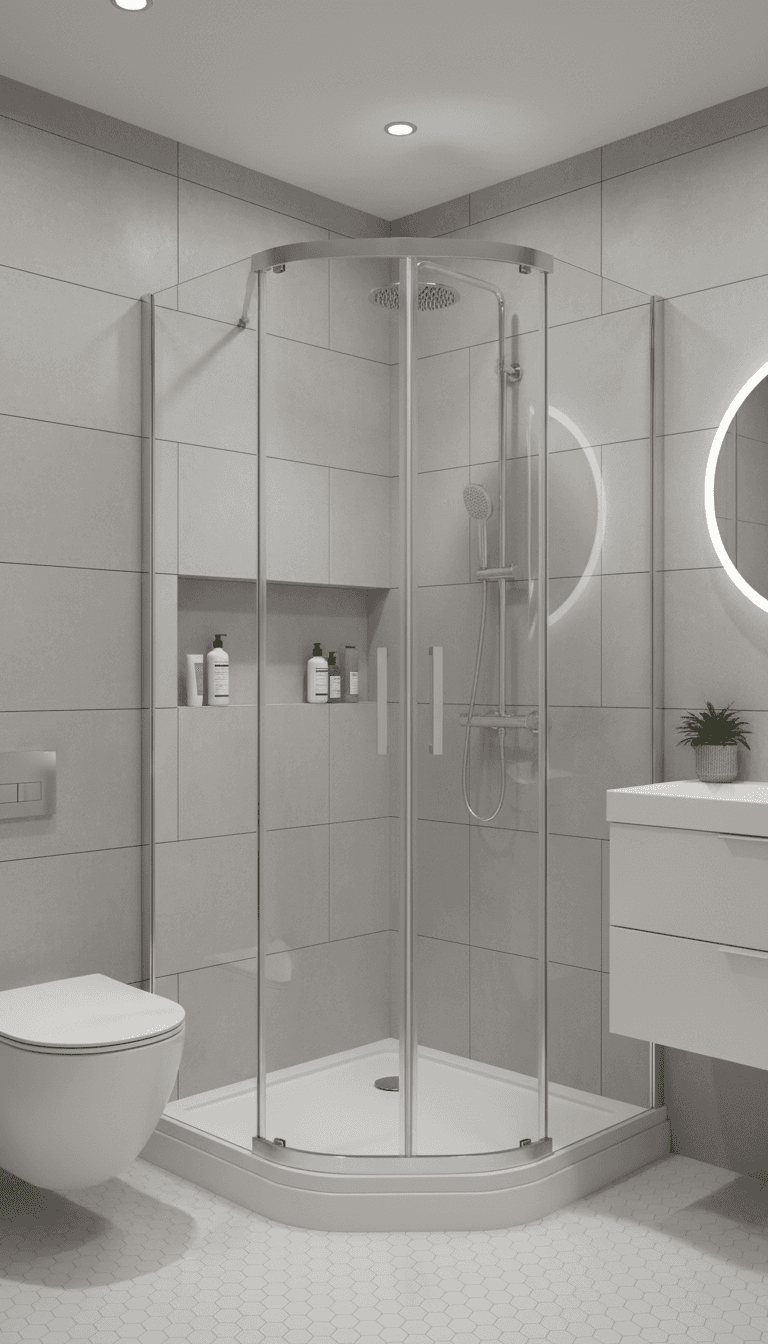 Corner-entry shower screen with sliding doors