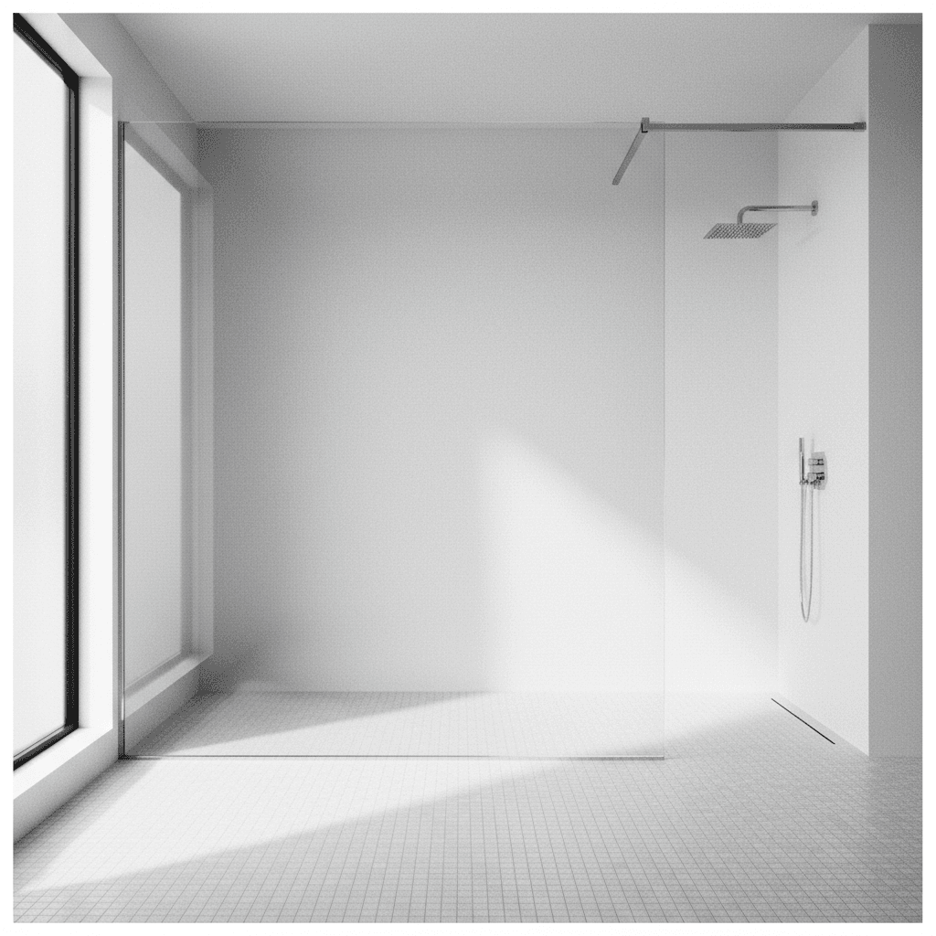 Open feel of a frameless shower screen in a modern bathroom