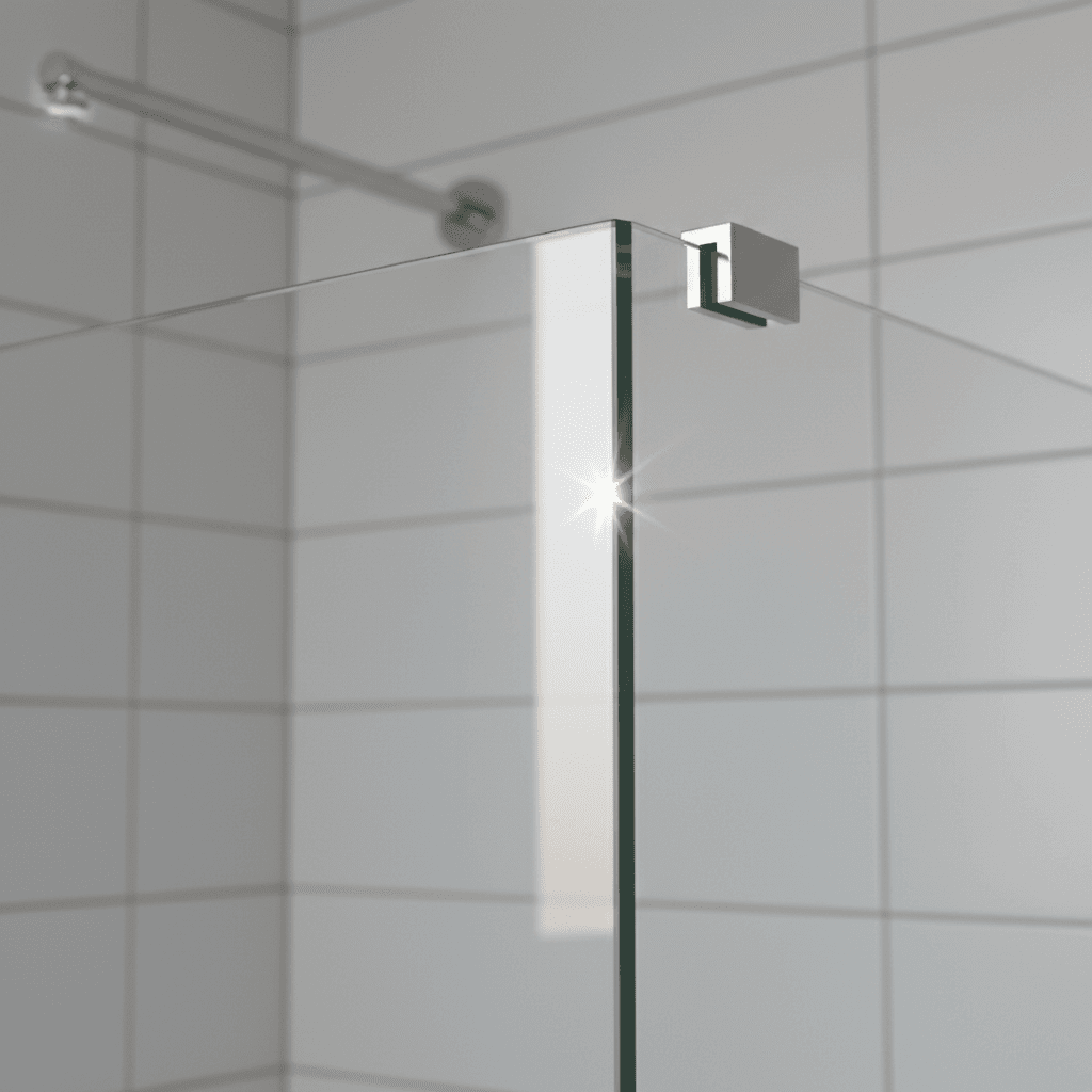 Thick glass edge on a semi-frameless shower screen