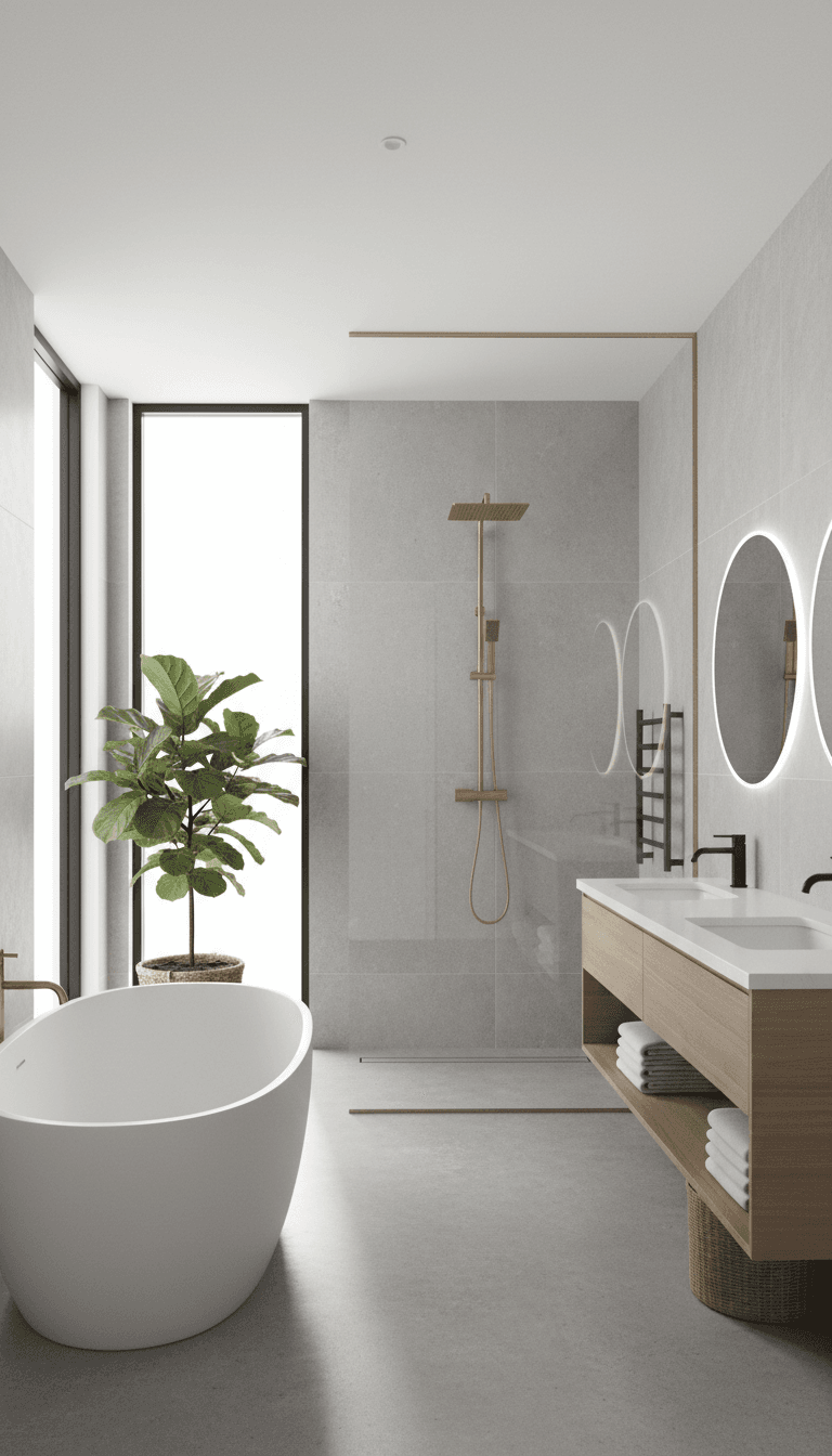 Modern bathroom with a frameless glass shower screen