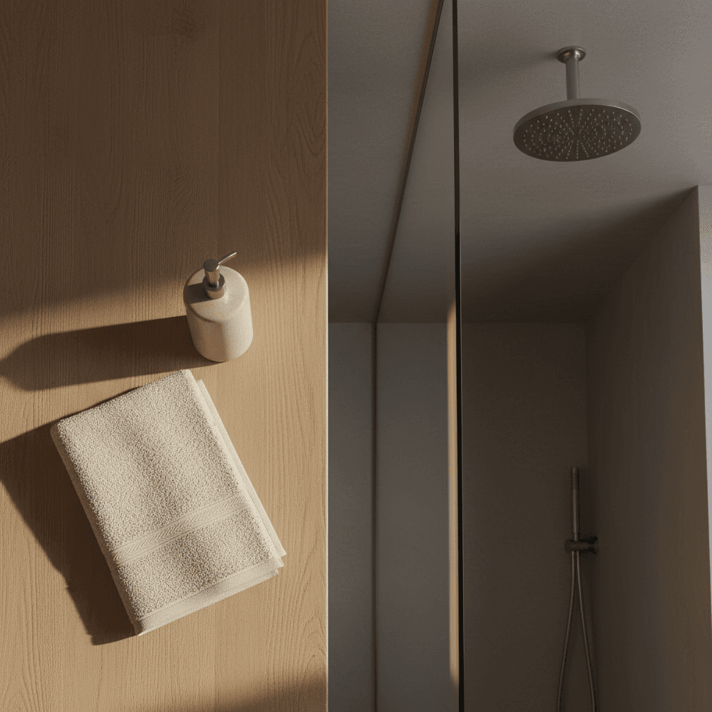 Clean and minimal bathroom with frameless shower screen