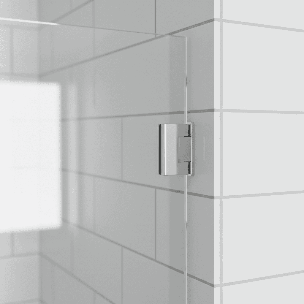 Frameless shower screen hinge detail