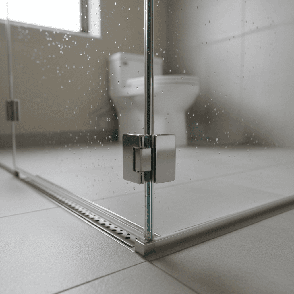 Custom shower screen installation with frameless glass design