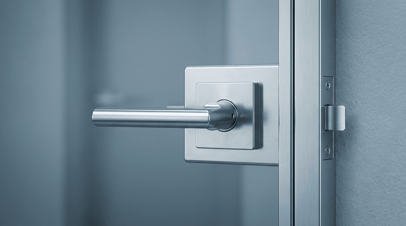 Sliding shower door mechanism showing smooth track and hardware quality